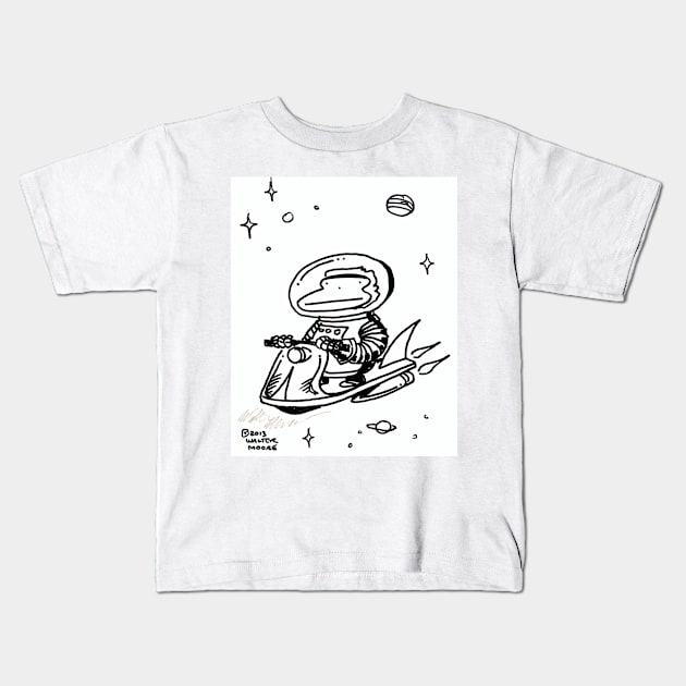 Space Ape Rides Rocket Scooter Kids T-Shirt by WalterMoore